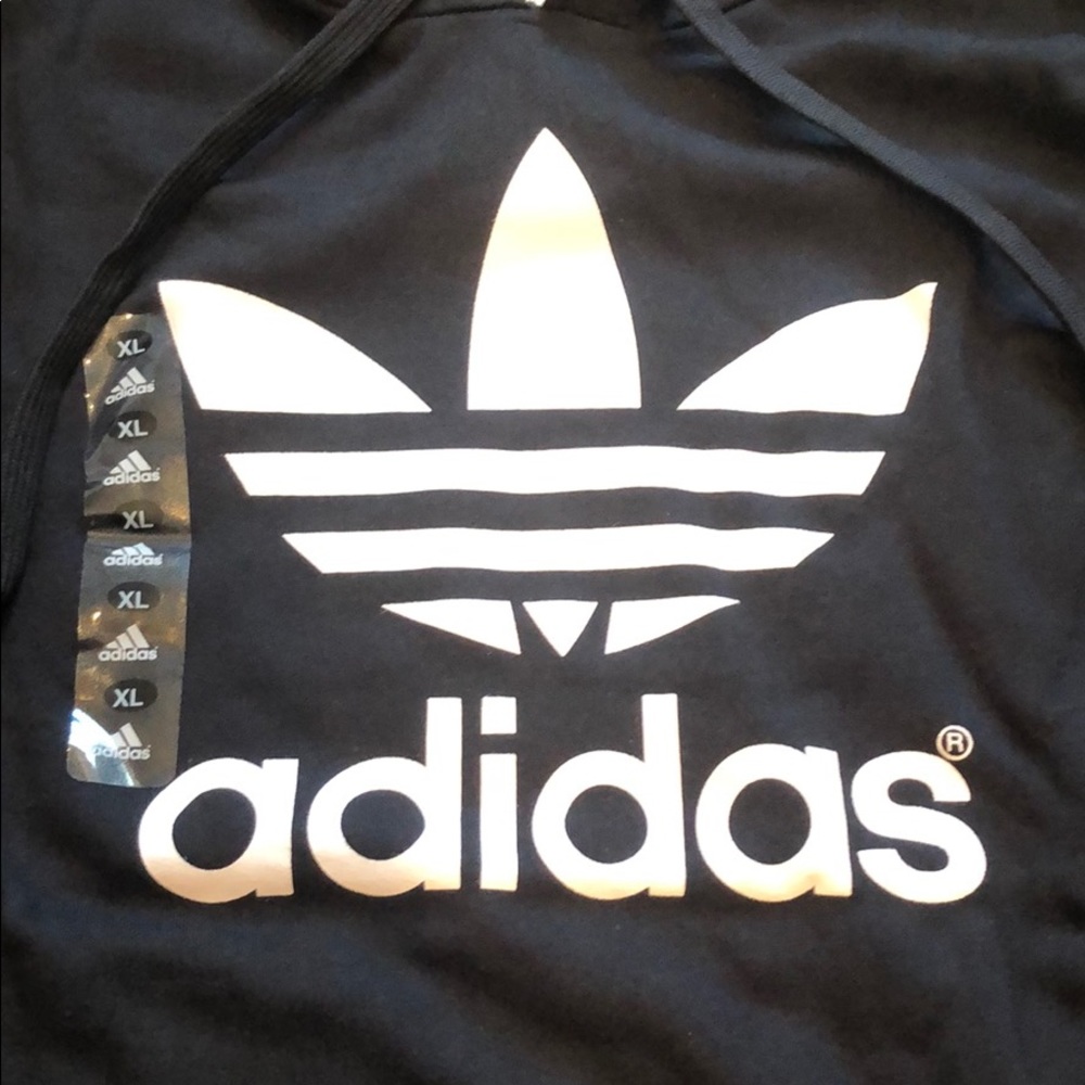 NWT Mens Adidas Black Trefoil Fleece Hoodie - Picture 7 of 11